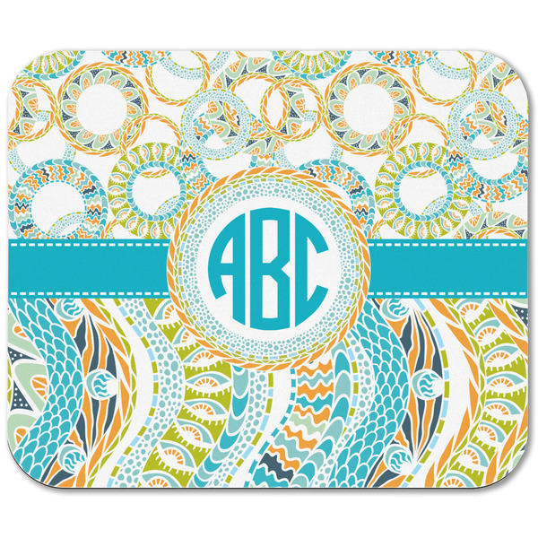Teal Circles & Stripes Rectangular Mouse Pad - APPROVAL