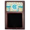 Teal Circles & Stripes Red Mahogany Sticky Note Holder - Flat