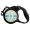 Teal Circles & Stripes Retractable Dog Leash - Large (Personalized)