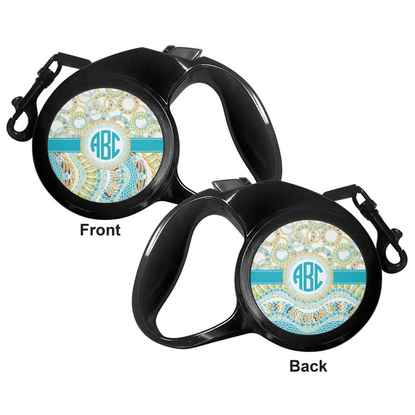 Teal Circles & Stripes Retractable Dog Leash - Small - Apvl