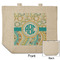 Teal Circles & Stripes Reusable Cotton Grocery Bag - Front & Back View