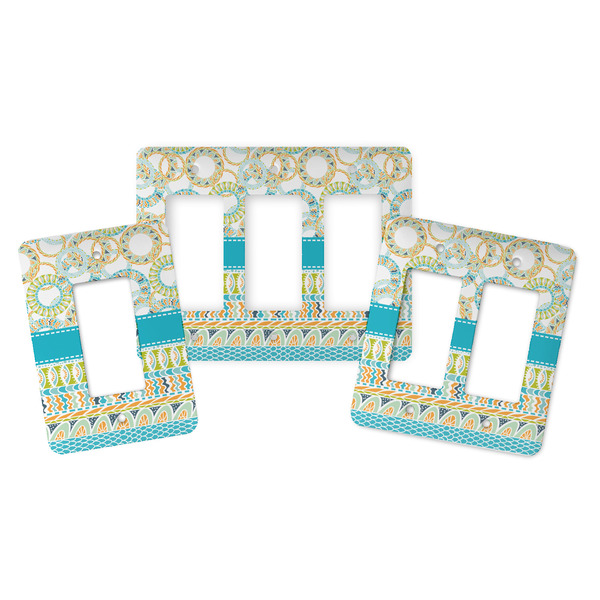 Teal Circles & Stripes Rocker Light Switch Covers - Parent - ALL VARIATIONS