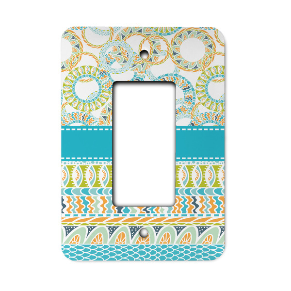 Custom Teal Circles & Stripes Rocker Style Light Switch Cover