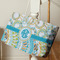 Teal Circles & Stripes Large Rope Tote - Life Style