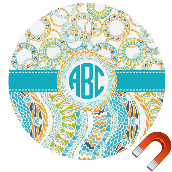 Custom Teal Circles & Stripes Car Magnet (Personalized)