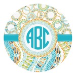Teal Circles & Stripes Round Decal - XLarge (Personalized)