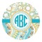 Teal Circles & Stripes Round Decal - XLarge (Personalized)