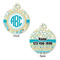 Teal Circles & Stripes Round Pet ID Tag - Large - Approval