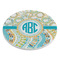 Teal Circles & Stripes Round Stone Trivet - Angle View