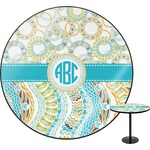 Teal Circles & Stripes Round Table - 24" (Personalized)