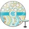Teal Circles & Stripes Round Table Top