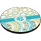 Teal Circles & Stripes Round Table Top (Angle Shot)