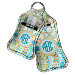 Teal Circles & Stripes Hand Sanitizer & Keychain Holder (Personalized)