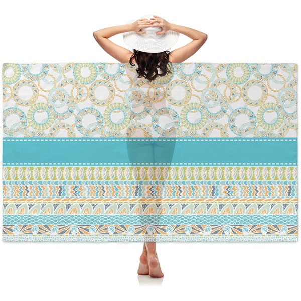 Custom Teal Circles & Stripes Sheer Sarong