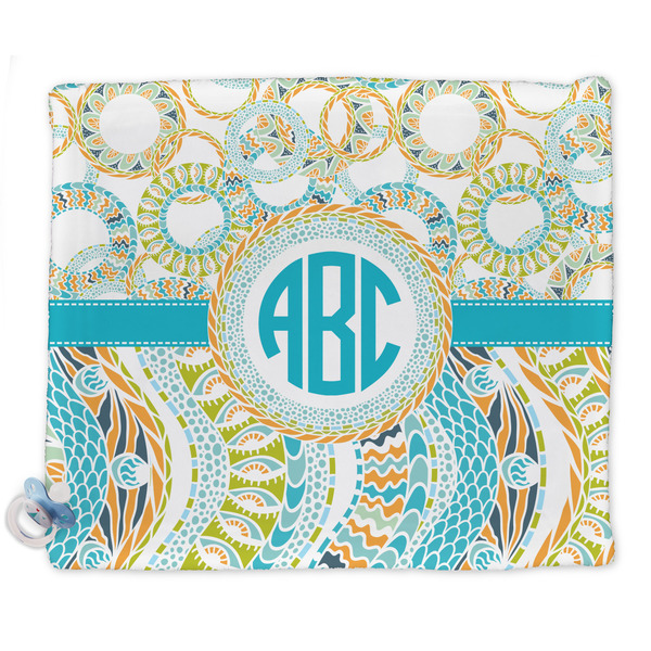 Custom Teal Circles & Stripes Security Blanket - Single Sided (Personalized)