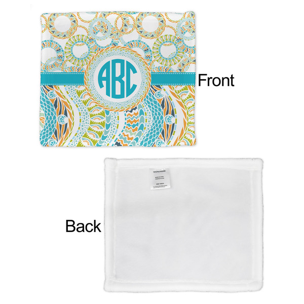 Teal Circles & Stripes Security Blanket - Front & White Back View