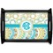 Teal Circles & Stripes Wooden Tray (Personalized)