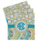 Teal Circles & Stripes Absorbent Stone Coasters - Set of 4 (Personalized)