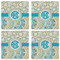 Teal Circles & Stripes Set of 4 Sandstone Coasters - See All 4 View