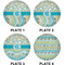 Teal Circles & Stripes Set of Lunch / Dinner Plates (Approval)