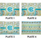 Teal Circles & Stripes Set of Rectangular Appetizer / Dessert Plates (Approval)