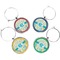 Teal Circles & Stripes Set of Silver Wine Wine Charms