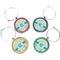 Teal Circles & Stripes Wine Charms (Set of 4) (Personalized)