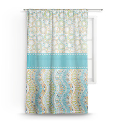Teal Circles & Stripes Sheer Curtain (Personalized)