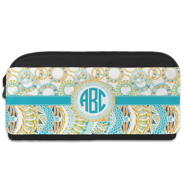 Custom Teal Circles & Stripes Shoe Bag (Personalized)