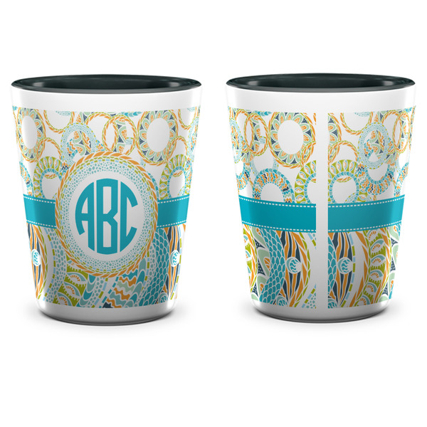 Teal Circles & Stripes Shot Glass - Two Tone - APPROVAL