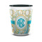 Teal Circles & Stripes Ceramic Shot Glass - 1.5 oz - Two Tone - Set of 4 (Personalized)