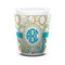 Teal Circles & Stripes Ceramic Shot Glass - 1.5 oz - White - Set of 4 (Personalized)