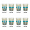 Teal Circles & Stripes Shot Glass - White - Set of 4 - APPROVAL