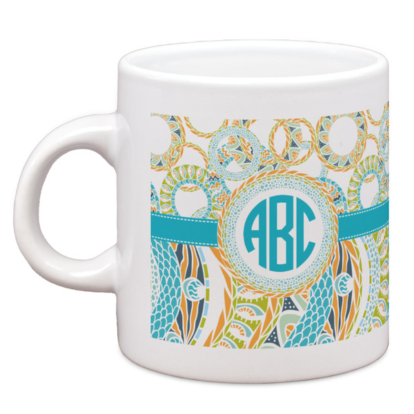 Custom Teal Circles & Stripes Espresso Cup (Personalized)