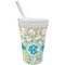 Teal Circles & Stripes Sippy Cup with Straw (Personalized)