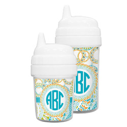 Teal Circles & Stripes Sippy Cup (Personalized)
