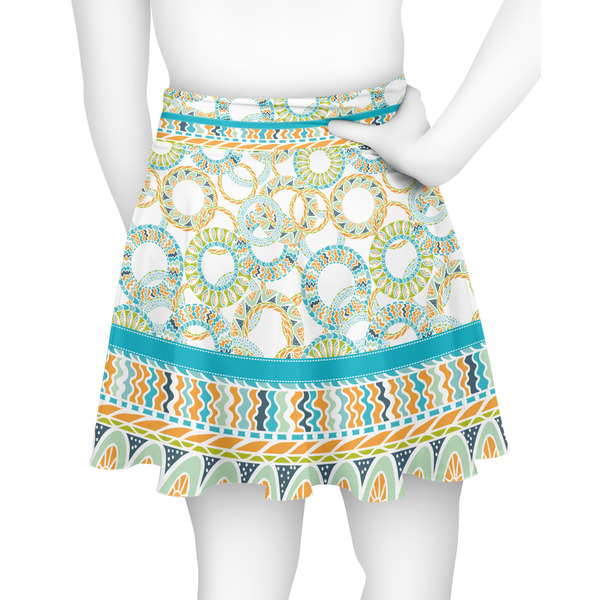 Teal Circles & Stripes Skater Skirt - Back
