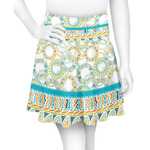 Teal Circles & Stripes Skater Skirt - Large