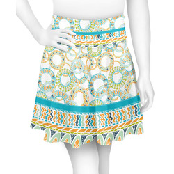 Teal Circles & Stripes Skater Skirt - Small (Personalized)