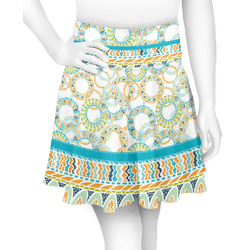 Teal Circles & Stripes Skater Skirt
