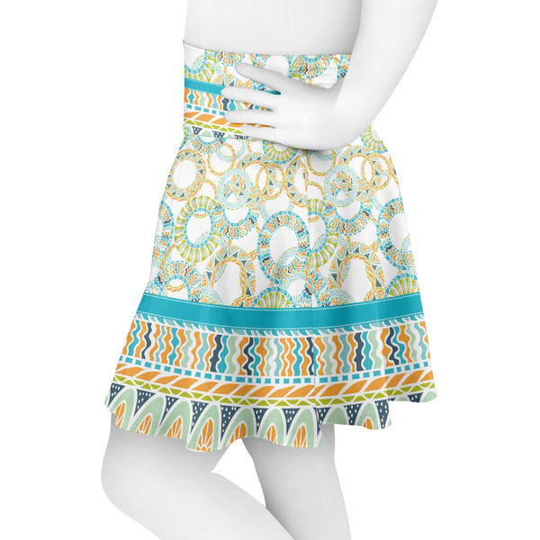 Teal Circles & Stripes Skater Skirt - Side