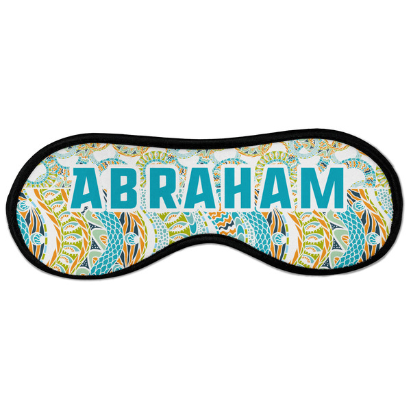 Teal Circles & Stripes Sleeping Eye Mask - Front Large