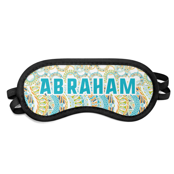 Custom Teal Circles & Stripes Sleeping Eye Mask (Personalized)