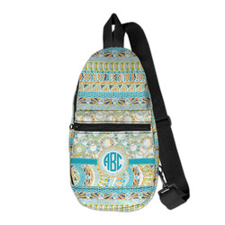 Teal Circles & Stripes Sling Bag (Personalized)