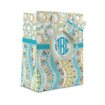 Teal Circles & Stripes Small Gift Bag (Personalized)
