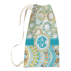 Teal Circles & Stripes Laundry Bags - Small (Personalized)