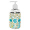 Teal Circles & Stripes Plastic Soap / Lotion Dispenser (8 oz - Small - White) (Personalized)