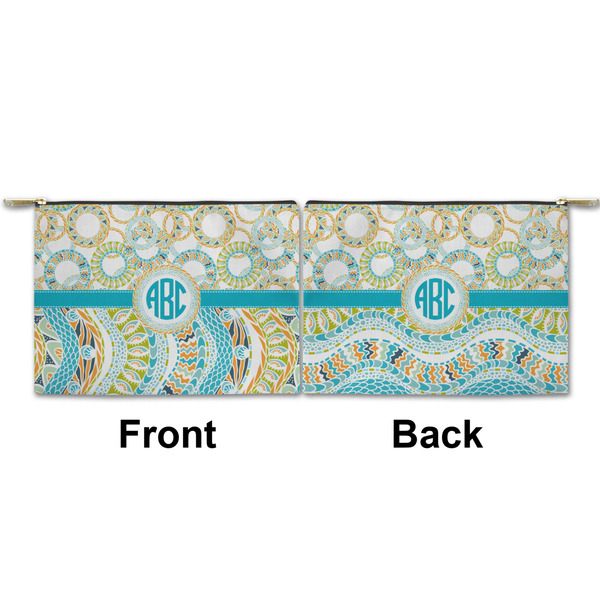 Teal Circles & Stripes Small Zipper Pouch Approval (Front and Back)