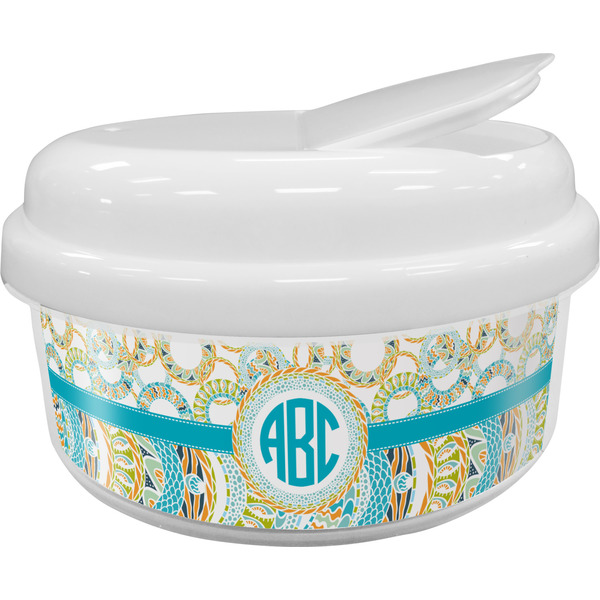 Custom Teal Circles & Stripes Snack Container (Personalized)