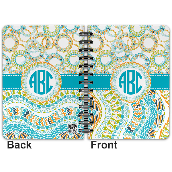 Teal Circles & Stripes Spiral Journal 5 x 7 - Apvl